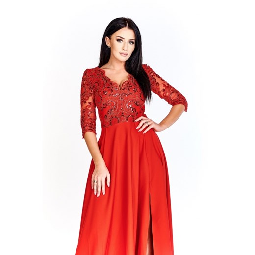 Czerwona sukienka Bosca Fashion na bal maxi 
