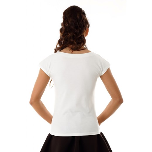 Ella Dora bluzka damska bez wzorów z okrągłym dekoltem z krótkimi rękawami 