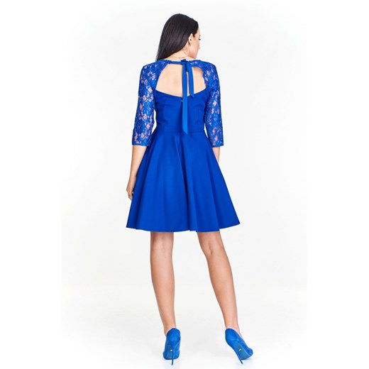 Sukienka Ptakmoda.com z okrągłym dekoltem jesienna rozkloszowana