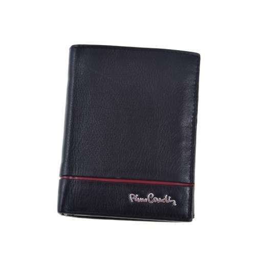 Bezpieczny pionowy skórzany portfel męski Pierre Cardin ochrona RFID