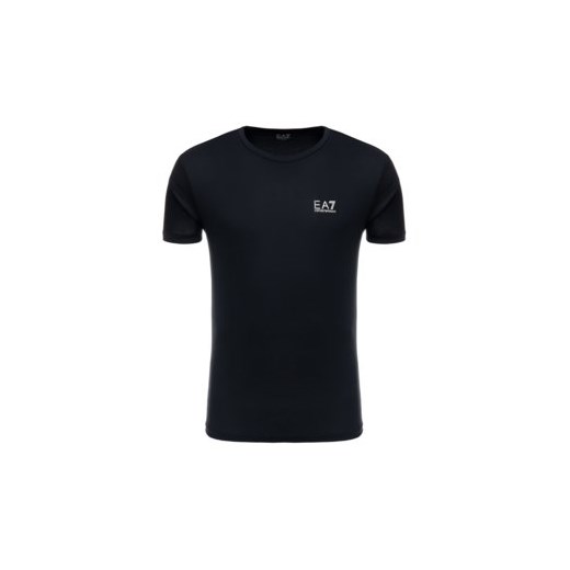 Czarny t-shirt męski Ea7 Emporio Armani z krótkim rękawem bez wzorów 