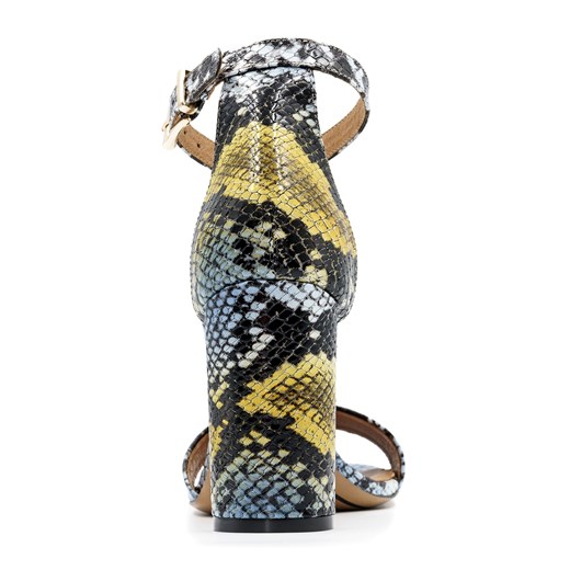 Wężowe wielokolorowe skórzane sandały na wysokim słupku 33G  Neścior 37 okazyjna cena NESCIOR 
