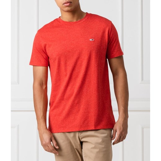 T-shirt męski Tommy Jeans czerwony z krótkim rękawem 