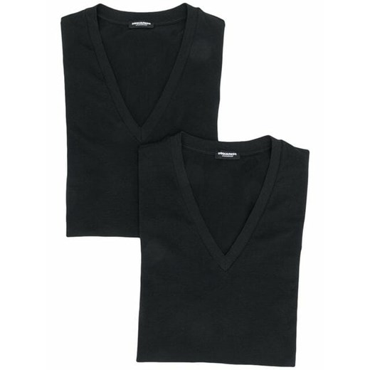 Dwupak t-shirt z dekoltem w serek (czarne lub białe) - DSQUARED2 XXL 200   XL dantestore.pl