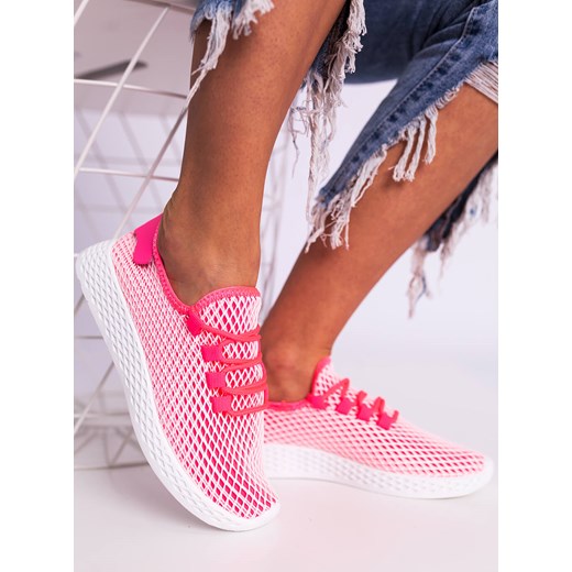 Buty sportowe damskie Selfieroom różowe wiązane 