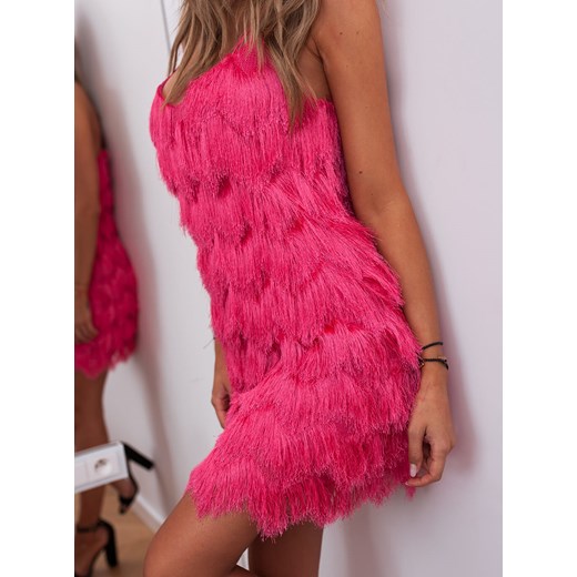 Różowa sukienka Selfieroom na imprezę z aplikacjami  mini 
