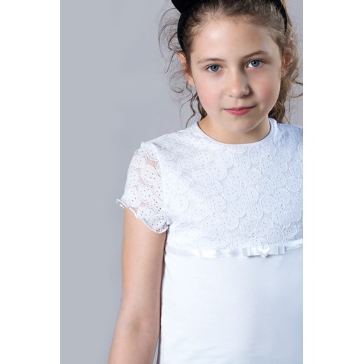 Bawełniana Biała Bluzka Dla Dziewczynki  Catherine 158 Olek i Lenka
