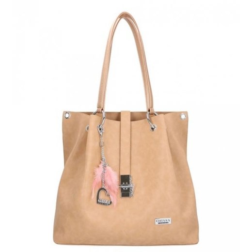 Chiara Design shopper bag matowa na ramię z frędzlami 