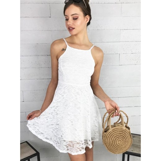 Sukienka rozkloszowana biała mini 