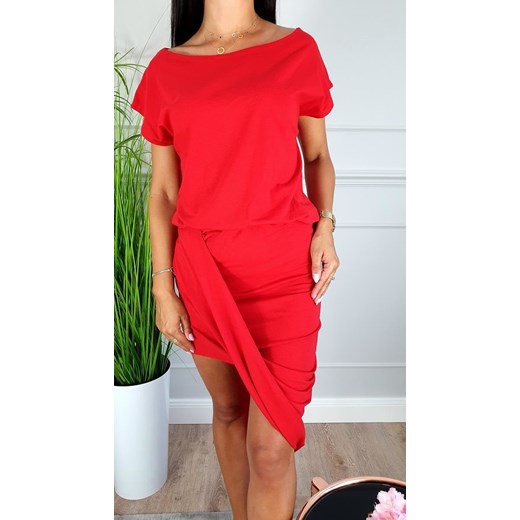 Sukienka mini czerwona asymetryczna 