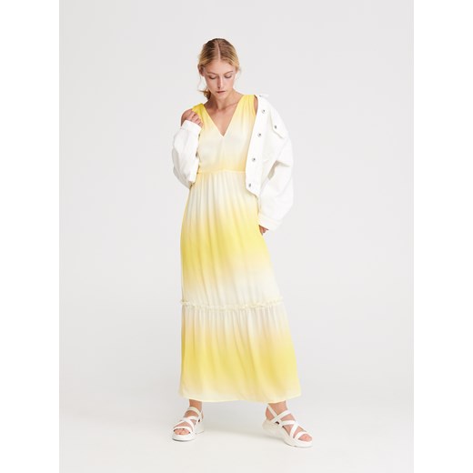 Reserved - Długa sukienka z dekoltem na plecach - Żółty Reserved  34 