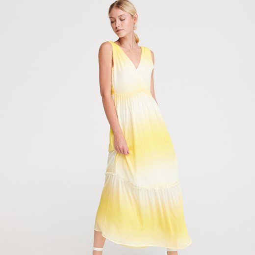 Reserved - Długa sukienka z dekoltem na plecach - Żółty Reserved  38 