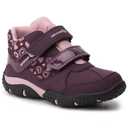 Buty zimowe dziecięce Geox bez wzorów na rzepy trzewiki na zimę 