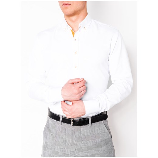 Koszula męska elegancka z długim rękawem K300 - biała