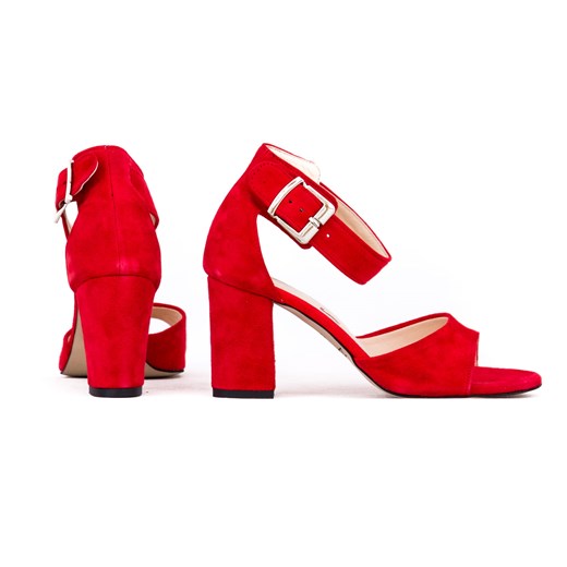 Sandały damskie czerwone Zapato eleganckie na wysokim obcasie z klamrą 