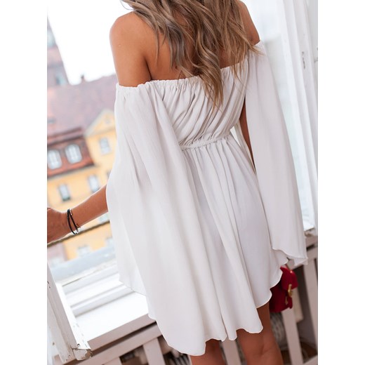 Sukienka Selfieroom mini biała z długim rękawem bawełniana gładka 