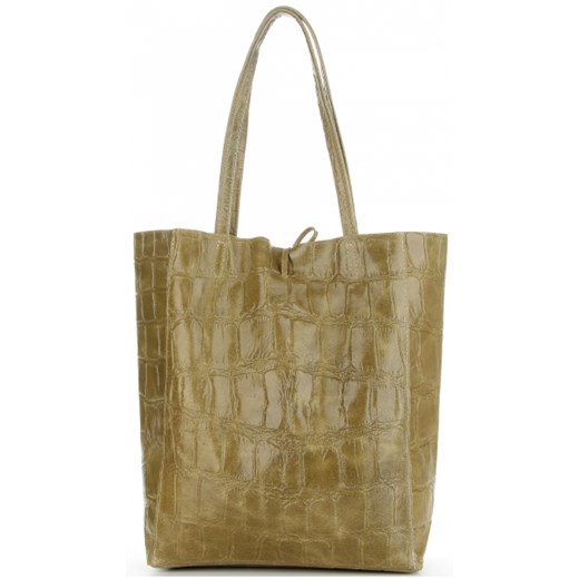 Shopper bag Vittoria Gotti bez dodatków na ramię z tłoczeniem ze skóry 