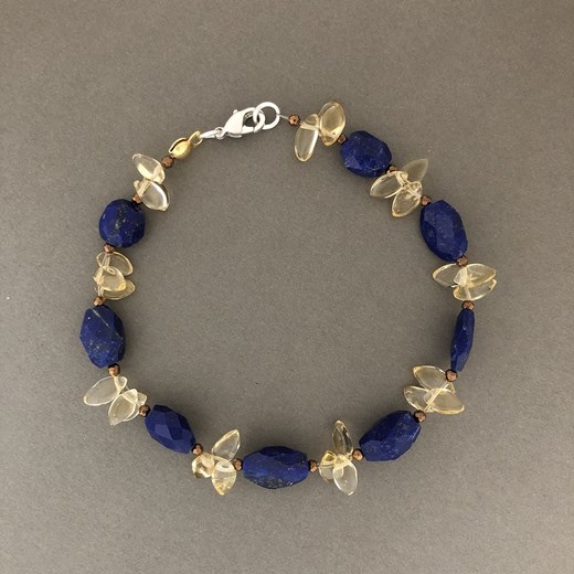 Bransoletka. Naturalny cytryn i lapis lazuli. By Magdalene   Studio Jewelery by Magdalene