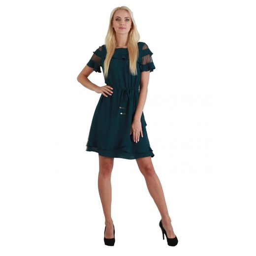 Sukienka z aplikacją z krótkimi rękawami elegancka 