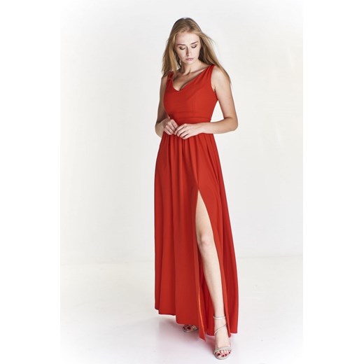 Sukienka czerwona karnawałowa bez wzorów 