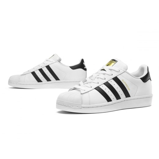 Trampki damskie Adidas superstar sportowe sznurowane białe skórzane płaskie bez wzorów1 