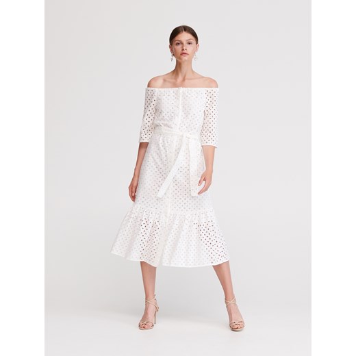 Reserved - Sukienka z odkrytymi ramionami - Biały Reserved  M 