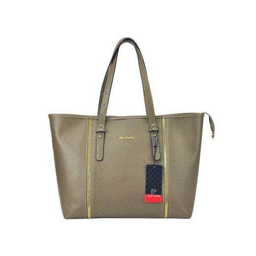 Shopper bag Pierre Cardin bez dodatków duża skórzana ze zdobieniami na ramię 