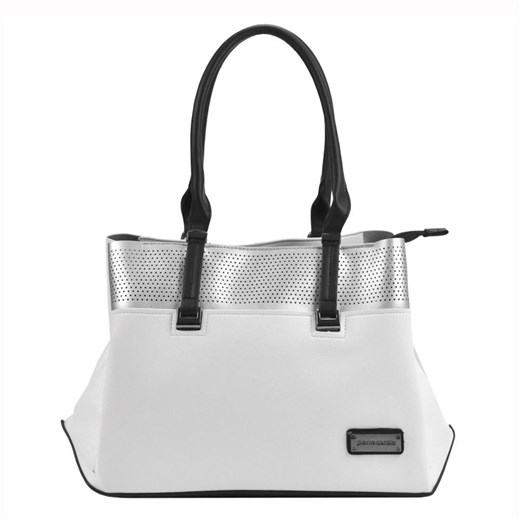 Biała shopper bag Pierre Cardin zdobiona elegancka 