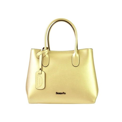 Shopper bag Patrizia Piu elegancka złota do ręki z breloczkiem 