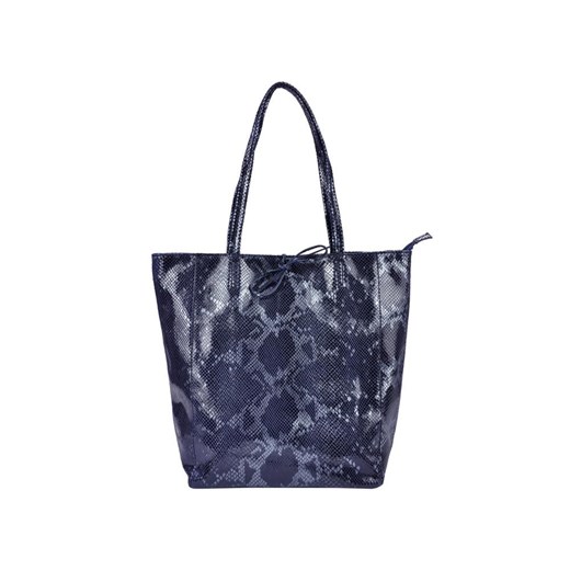 Shopper bag Patrizia Piu w stylu młodzieżowym z nadrukiem na ramię niebieska bez dodatków mieszcząca a7 skórzana 