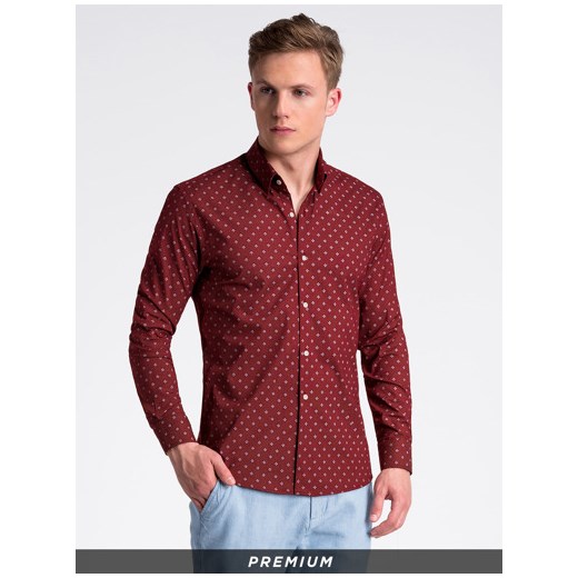 Koszula męska elegancka z długim rękawem K494 - bordowa Ombre XXL