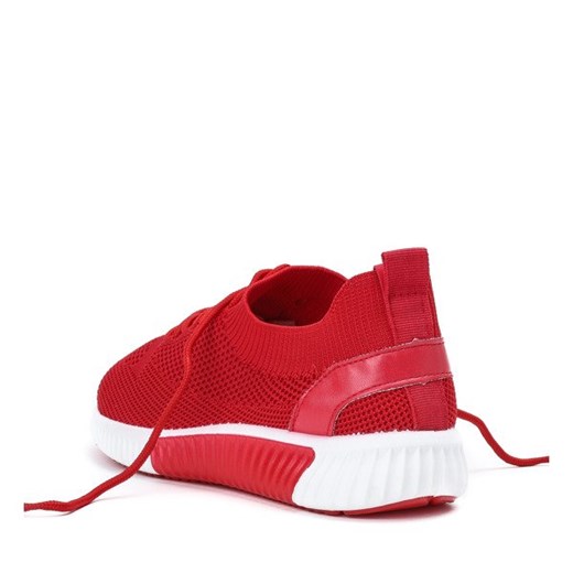 Buty sportowe damskie Royalfashion.pl bez wzorów1 sznurowane czerwone na płaskiej podeszwie 