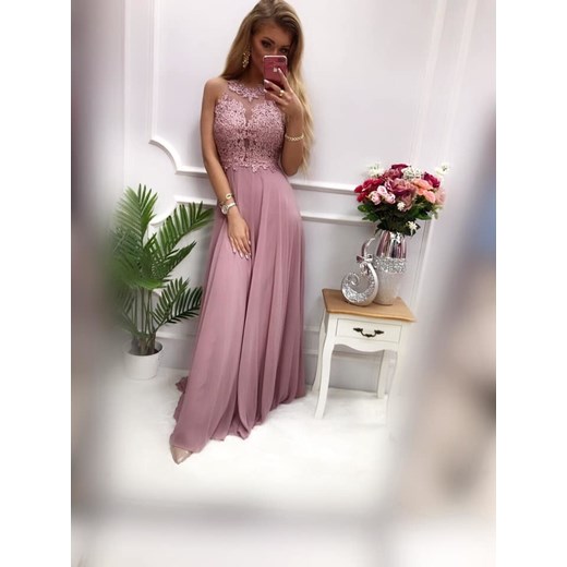 Sukienka różowa Pretty Women bez rękawów maxi