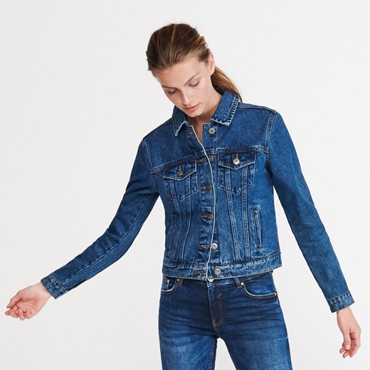 Kurtka damska Reserved gładka w miejskim stylu jeansowa krótka 