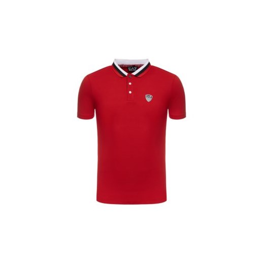T-shirt męski czerwony Ea7 Emporio Armani na wiosnę gładki 