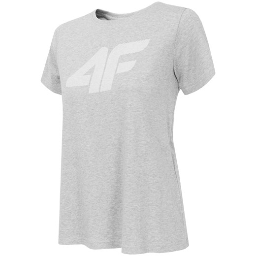 T-shirt damski TSD304 - ciepły jasny szary  melanż   L 4F