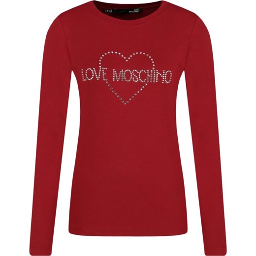 Bluzka damska czerwona Love Moschino z okrągłym dekoltem casualowa 