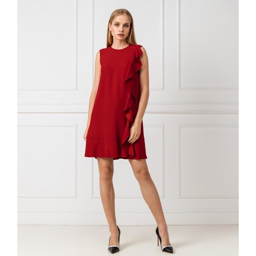 Sukienka Red Valentino bez wzorów czerwona z okrągłym dekoltem mini na randkę elegancka 