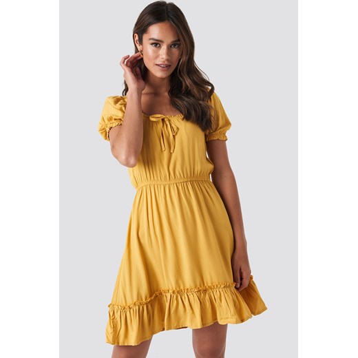 Żółta sukienka NA-KD Boho mini 