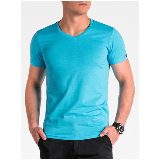 T-shirt męski bez nadruku S1041 - błękitny Ombre  XL 