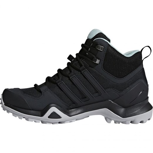 Buty trekkingowe damskie Adidas sportowe czarne sznurowane bez wzorów jesienne płaskie 