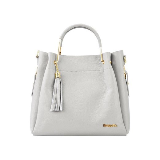 Shopper bag Patrizia Piu do ręki biała elegancka skórzana bez dodatków 