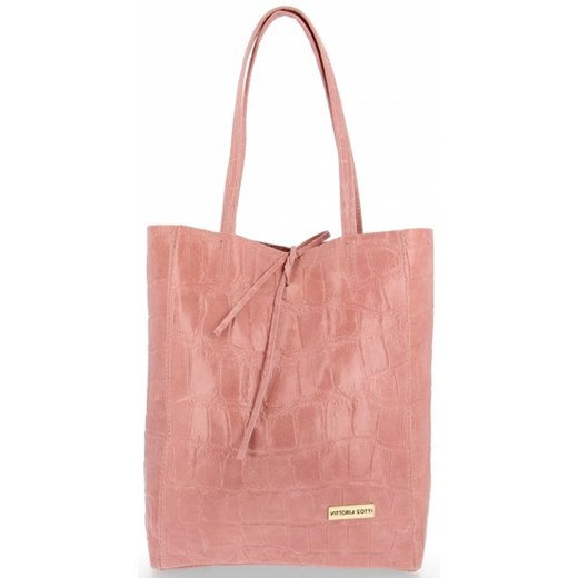 Shopper bag Vittoria Gotti z tłoczeniem na ramię na wakacje mieszcząca a8 
