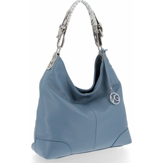 Shopper bag Vittoria Gotti matowa niebieska na ramię 