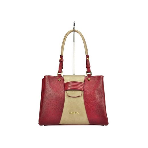 Shopper bag czerwona Gilda Tonelli ze skóry bez dodatków 