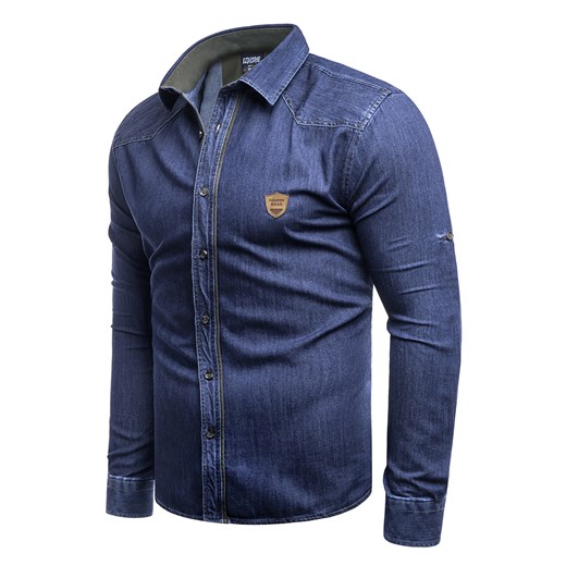Granatowa koszula męska Risardi jeansowa 