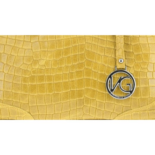 Kuferek Vittoria Gotti z tłoczeniem żółty elegancki 