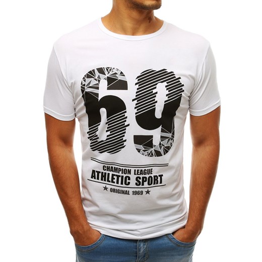 T-shirt męski z nadrukiem biały (rx3524) Dstreet  XXL okazyjna cena  
