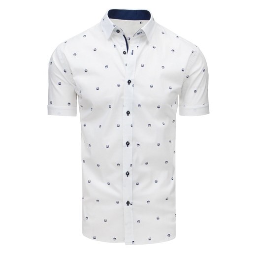 Koszula męska we wzory z krótkim rękawem biała (kx0899) Dstreet  XL 