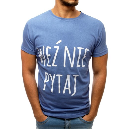T-shirt męski z nadrukiem niebieski (rx3630)  Dstreet XL  okazja 